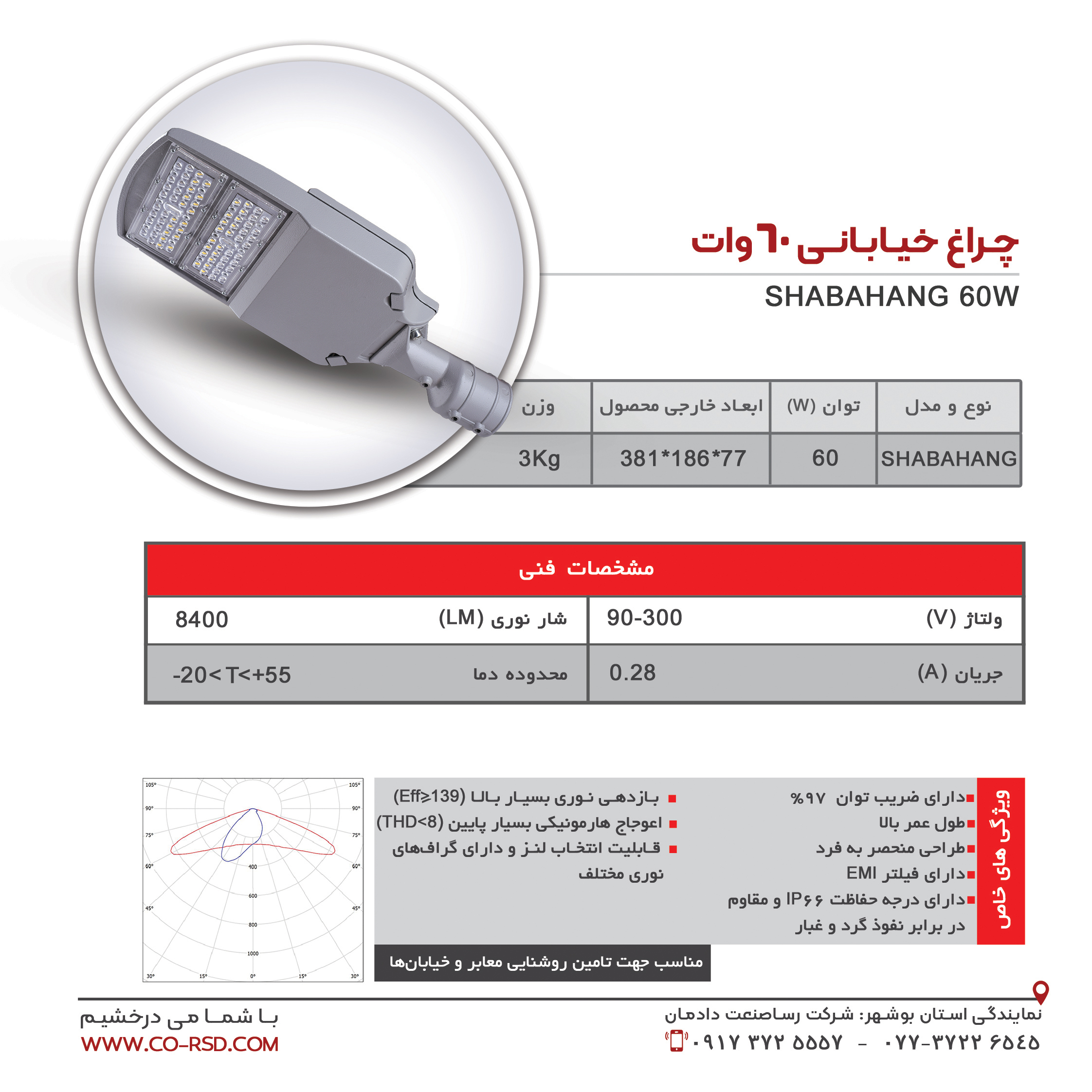 چراغ خیابانی 60 وات